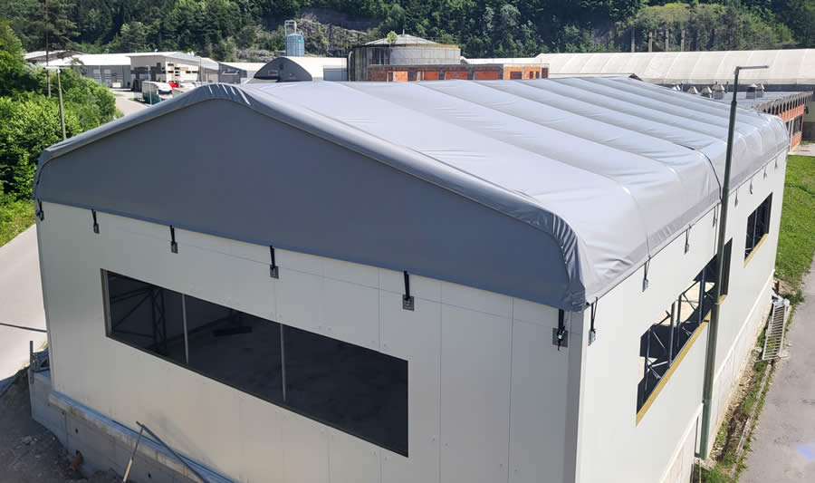 Graue Dachplane für Metallwerkstatt, PVC Plane 670 g/m²