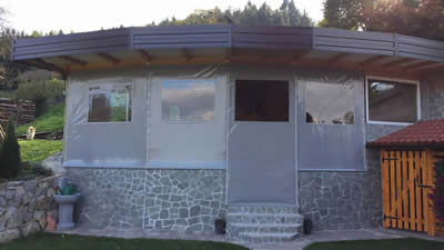 vacation house, clear glass PVC, patio closure