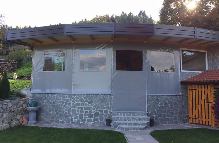 zapiranje počitniškega objekta, prozorna transparentna ponjva 